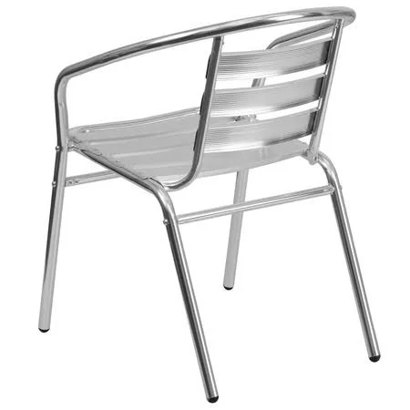 Flash Furniture 4-Pack Aluminum Commercial Indoor-Outdoor Restaurant Stack Chair with Triple Slat Back