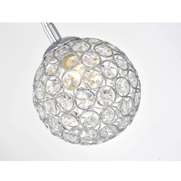 Estela Chrome 3-Light Clear Crystal Beaded Ball Cluster Pendant