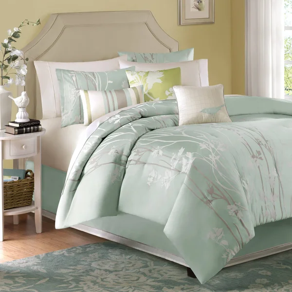 Madison Park Athena 7 Piece Jacquard Comforter Set - King, Green