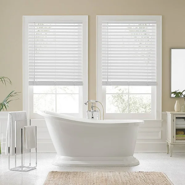 Real Simple Faux Wood 57.75x22 x 60x22 Cordless Shade in White
