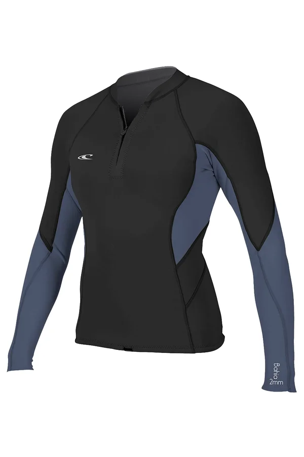 O&Neill Bahia Front-Zip 1mm Jacket - Women's Black/Mist/Black, 4