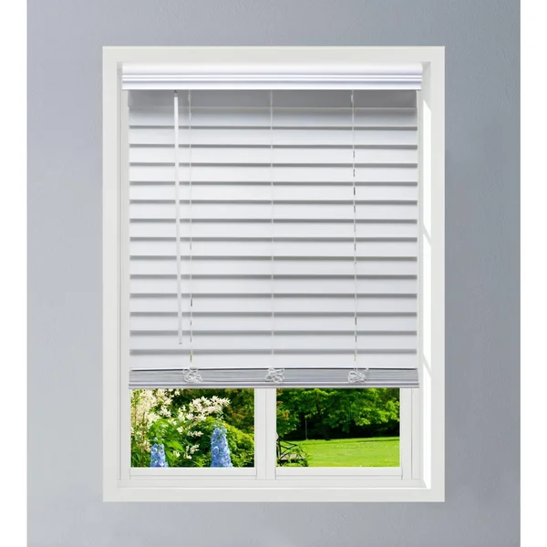 Linen Avenue Custom Cordless Faux Wood Blind White, 39 W x 72 H Flush Inside Mount