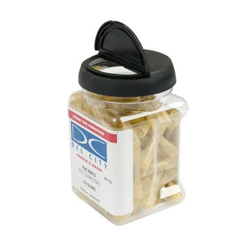 Heat Shrink & Crimp Butt Connector Jar - 75pc, Yellow, 12-10 Gauge 8913