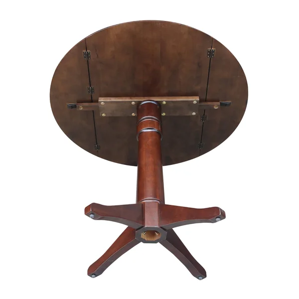 42x22 Round Dual Drop Leaf Pedestal Table in Rich Mocha - 36.3x22