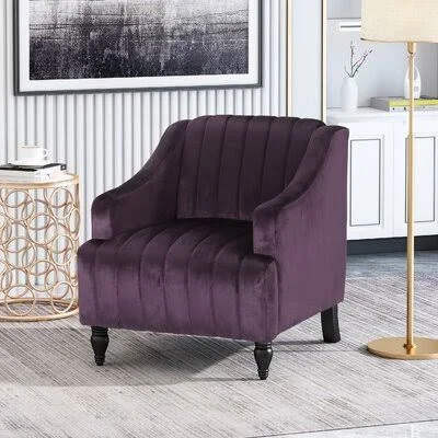 Gonzales 29.5x22 Wide Tufted Velvet Club Chair House of Hampton Fabric: Velvet Blackberry