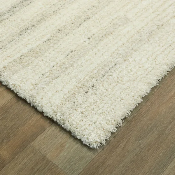 BALTA Callan White 5 ft. x 7 ft. Stripe Shag Area Rug