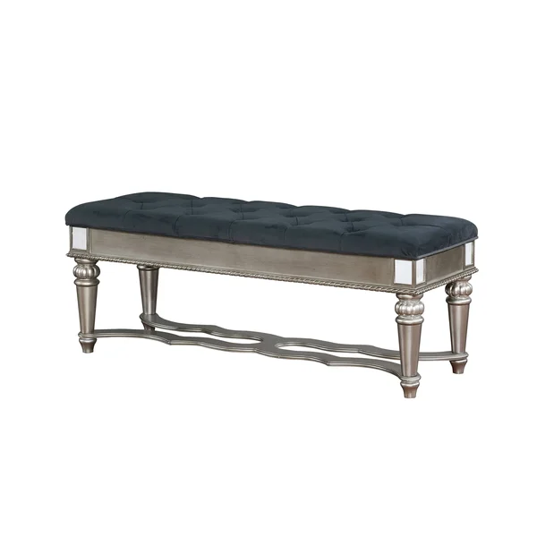 Furniture of America Zeln Traditional Fabric Tufted Accent Bench Black