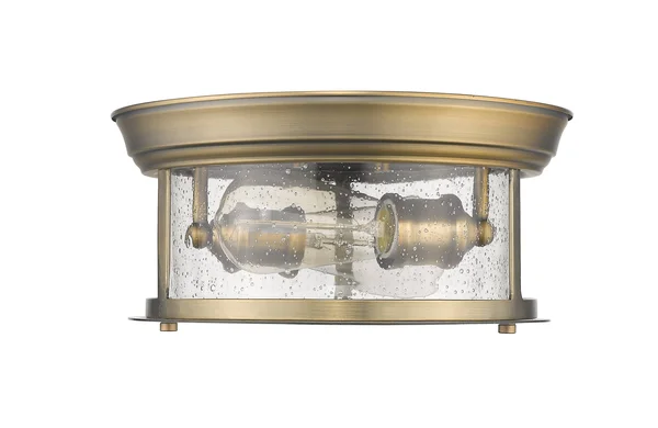 Z-Lite 727F10-HBR Heritage Brass 2 Light Flush Mount