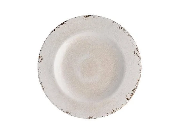 Gourmet Art 16-Piece Crackle Melamine Dinnerware Set, Cream, Service for 4. Incl