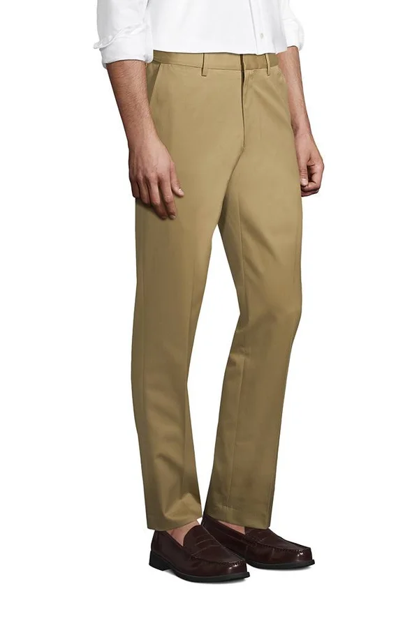 Men's Comfort Waist No Iron Twill Dress Pants - Lands& End - Tan - 34