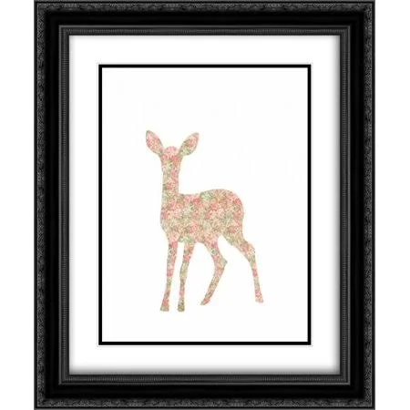Shabby Chic Deer I 2X Matted 20x24 Black Ornate Framed Art Print by Moss - Tara
