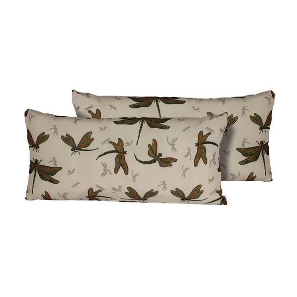 Jewel Wing Outdoor Throw Pillows Rectangle Set of 2 - Multicolor, TK Classics(Polyester, Animal Print), Outdoor Cushion