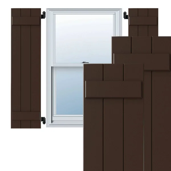 Ekena Millwork CWB12X077TBC 12x22W x 77x22H Exterior Three Board (2 Batten) Composite Board-n-Batten Shutters (Per Pair) - Tudor