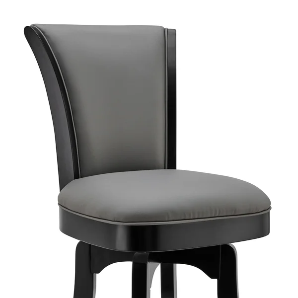 26 Inches Leatherette Swivel Counter Stool with Flared Legs - Gray