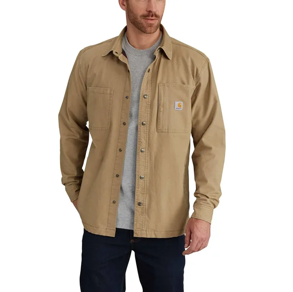 Carhartt Men's Rugged Flex Rigby Shirt Jacket, 2XT, Dark Khaki