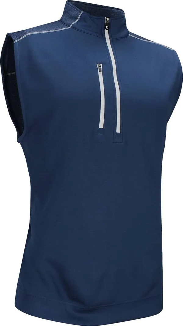 FootJoy Men's Heather Blocked Half Zip Vest Size MD, Deep Blue