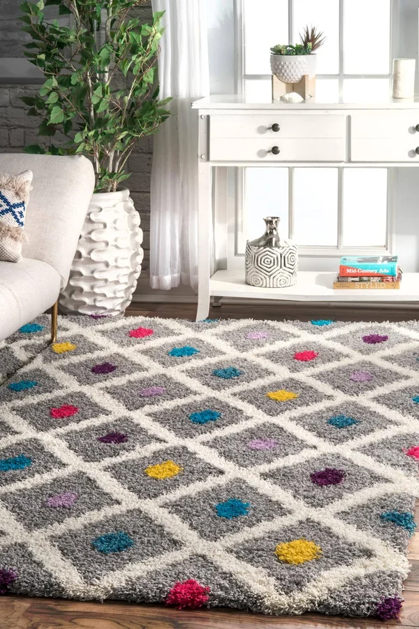 nuLOOM Sharee Trellis Shaggy Multi 7& 10x22 x 10& Area Rug