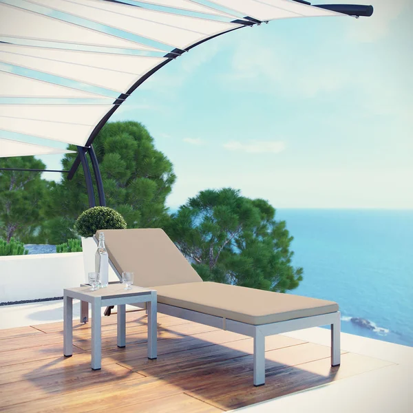 Modway Shore Outdoor Patio Aluminum Chaise with Cushions - Silver Peridot
