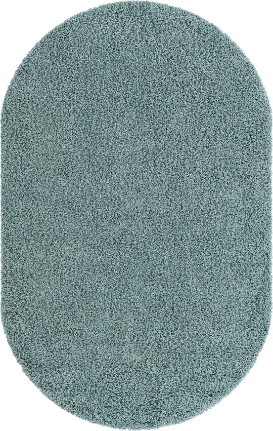 Unique Loom 3151388 5 x 8 ft. Solid Shag Oval Rug Slate Blue