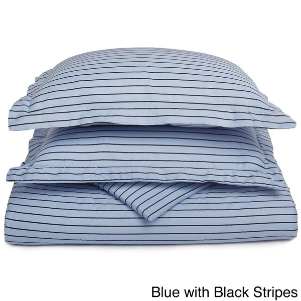 Superior 600 Thread Count Bahama Stripe Cotton Blend Duvet Cover Set Taupe/White Stripes 3 Piece Queen, Full - Queen, Full