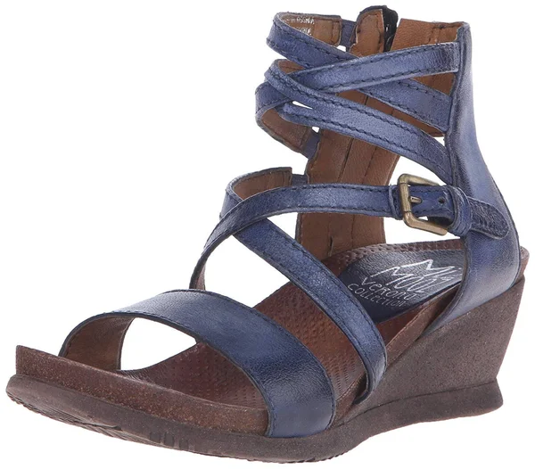 Miz Mooz Shay Women's Wedge Sandal Navy Size 38