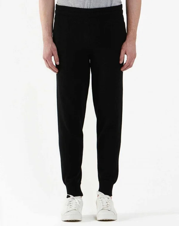 Men's Pure Cashmere Sweatpants - Made in Italy - Black (40-0002) - M