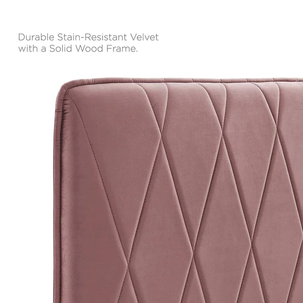 Leila Performance Velvet Twin Headboard Dusty Rose Modway