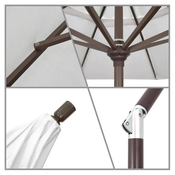 California Umbrella 9 ft. Matted White Aluminum Push Button Tilt Crank Lift Market Patio Umbrella in Tangerine Sunbrella