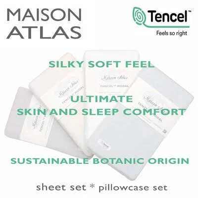 Tencel Sheet Set Maison Atlas Size: Queen, Color: Misty Light Blue