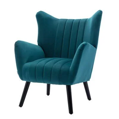 COOLMORE Accent Armchair Living Room Chair with Solid Wood Legs Mercer41 Fabric: Green Velvet