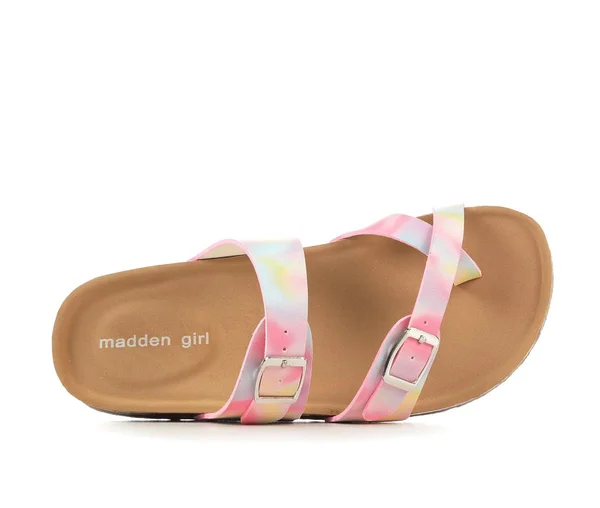 Girls& Madden Girl Little Kid & Big Kid JBryceee Strappy Footbed Sandals in Tie Dye Size 4 - Big Kid Medium