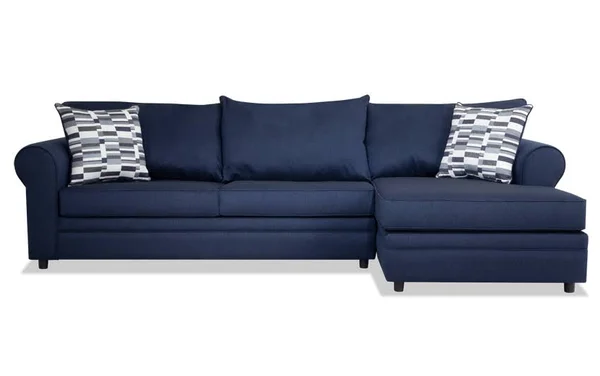 Venus Navy 2 Piece Left Arm Facing Sectional Sofa in Blue, Transitional Sectional Sofas Polypropylene/Polyester by Bob&s Discou