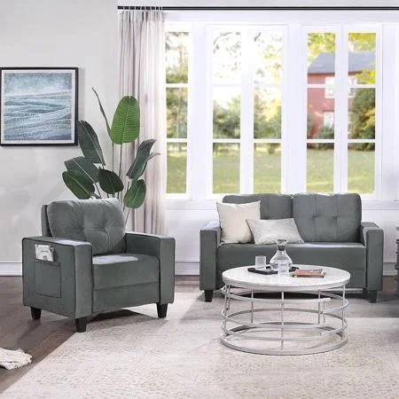 2 Piece Living Room Furniture Sets, Morden Style Couch Furniture Upholstered Armchair, Loveseat and Three Seat for Home or Offic