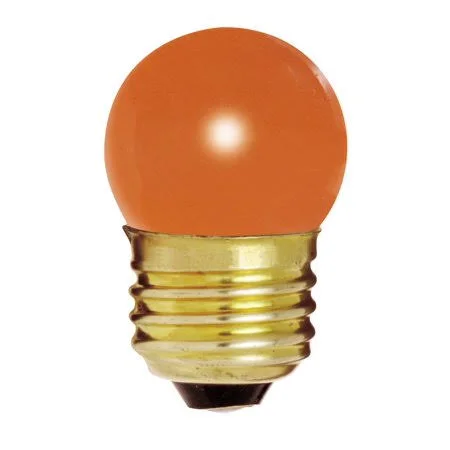Satco S4510 120V 1/Card Medium Base 7.5-Watt S11 Incandescent Lamp - Ceramic Orange, 0.5 x 0.5 x 2.2 inches
