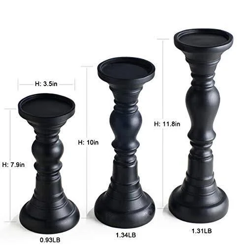 Sunface Resin Pillar Candle Holders Set of 3-7.9