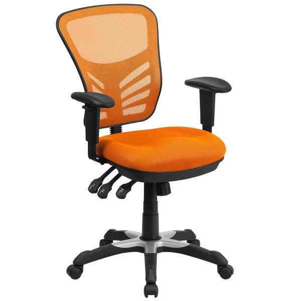 Flash Furniture Black/White Mid Back Mesh Multifunction Executive Swivel Ergonomic Office Chair with Adjustable Arms