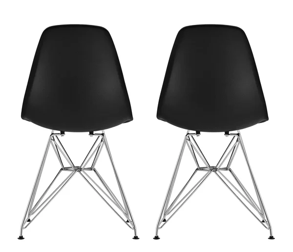 DHP Mid Century Modern Molded Chair with Upholstered SEAT - Set of 2, Black