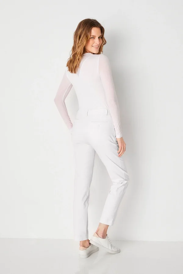 Thea Curvy Straight Leg Pants - White, L, Best Women's Travel Clothing