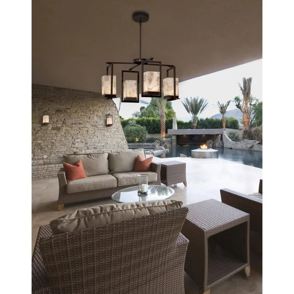 Justice Design Group-Laguna 4-Light LED Outdoor Chandelier-ALR-7510W-DBRZ