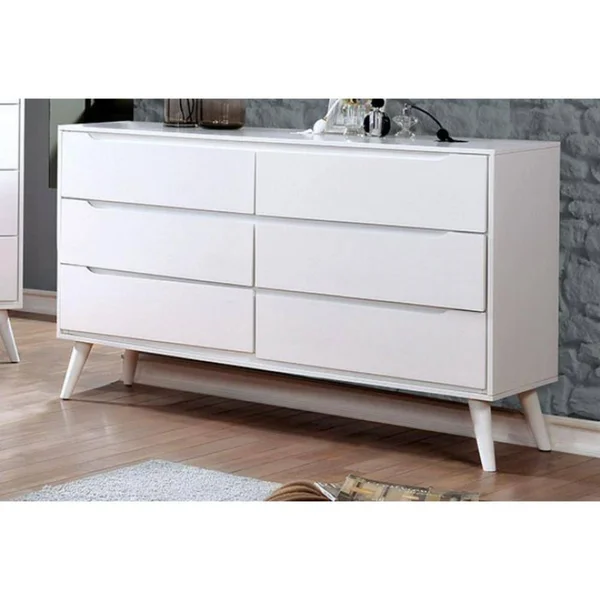 Wooden Mid-Century Modern Style Dresser - White
