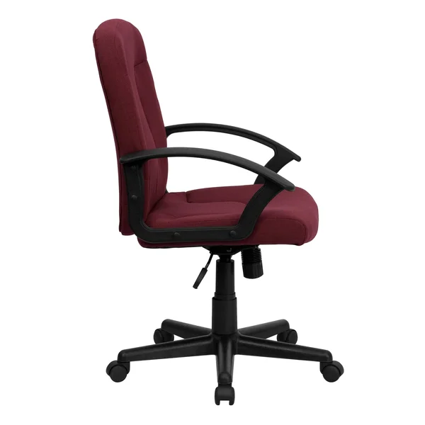 Mid-Back Fabric Executive Swivel Office Chair with Nylon Arms Burgundy