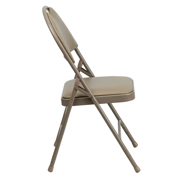Flash Furniture 4 Pack Hercules Series Ultra-Premium Triple Braced Beige Vinyl Metal Folding Chair with Easy-Carry Handle