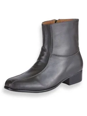 Irvine Park Men's Side-Zip Leather Dress Boots, Grey 12 W Wide