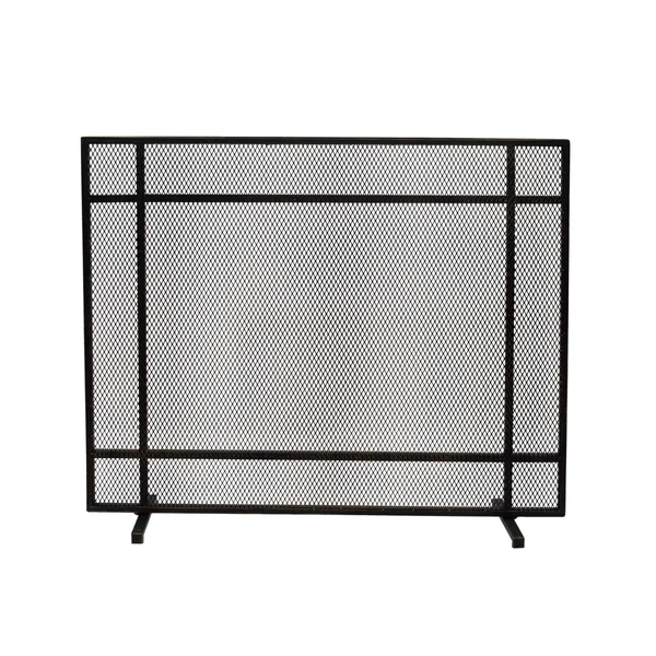 Markus Modern Single Panel Iron Firescreen - Black Brushed Gold Finish