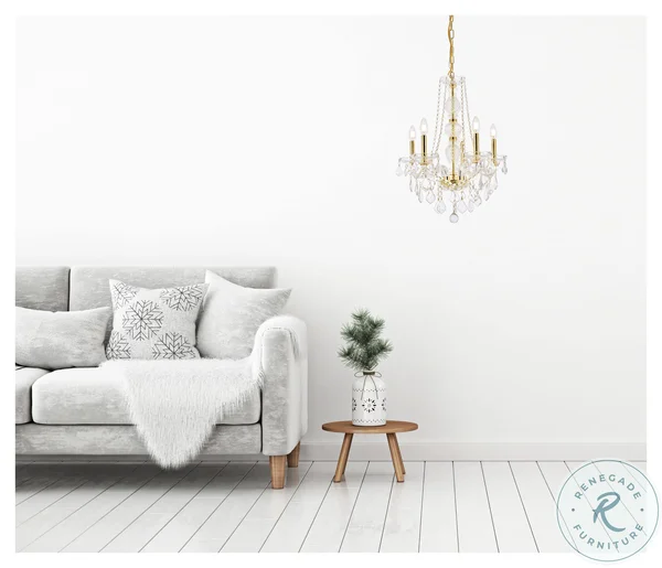 Elegant Lighting V7855D21G/RC Verona 5 Light Gold Chandelier Clear Royal Cut Crystal