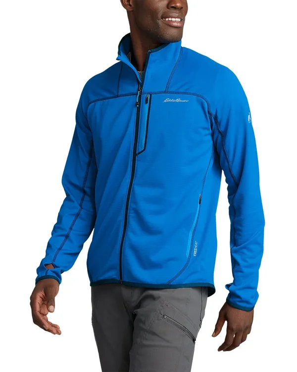 Eddie Bauer Men's High Route Grid Fleece Full-Zip Mock-Neck - Blue - XXXL
