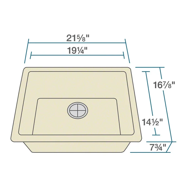 Mr Direct 808 Beige TruGranite Single Bowl Kitchen Sink