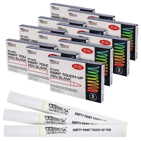 U.S. Art Supply - Empty Fillable Blank Paint Touch Up Pen Markers (Set of 72) - Fill with Your Own Art Acrylic, Oil and Water Ba