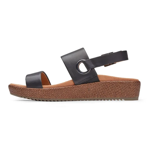 Vionic Louise Women's Platform Orthotic Sandal Black Leather - 9 Wide
