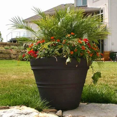 Round Polyresin Mesa Planter, Size: 16.5 Diam. x 12.5H, Brown